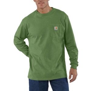 Carhartt Men's K126 Long Sleeve Workwear Crewneck T-Shirt- Dark Green Size S